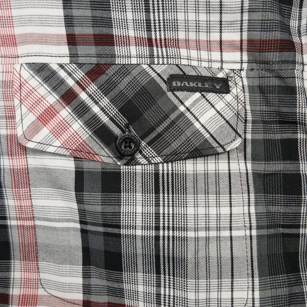 Oakley Plaid Button‎ Up Shirt Men's XL Black Gray Red Long Sleeve Casual Western - Picture 4 of 9